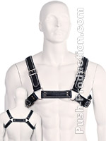Bulldog Zipper Design Leder Harness - Schwarz/Schwarz