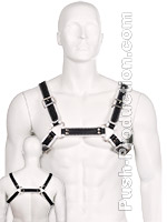 Bulldog Zipper Design Leder Harness - Schwarz/Wei