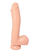 Basix 10 inch Dong Flesh with Suction Cup and Balls