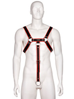 Genuine Leather BDSM Top Harness with Extension Strap -Black/Red