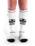 Gas Mask Party Socks with Pockets - White/black